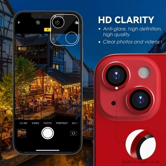 Camera lens tempered glass protector for iPhone 13, Iphone 13 Mini 2 Pack Red - Picture 2 of 6